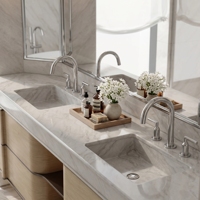 Meuble-lavabo flottant moderne en contreplaqué durable avec double vasque, écologique et luxueux pour salles de bain d'appartements, villas et maisons