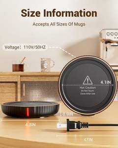 Plaque chauffante pour bougies HouseGem en ABS de grande taille et <span class=keywords><strong>chauffe</strong></span>-tasse électrique avec cordon, maintient le café/le thé au lait au chaud, accessoire de bureau, noir - Product Image 5