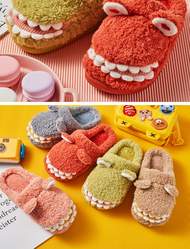 Children's Slippers Winter Warm Plush Slippers Bedroom Cotton House Shoes for Kids