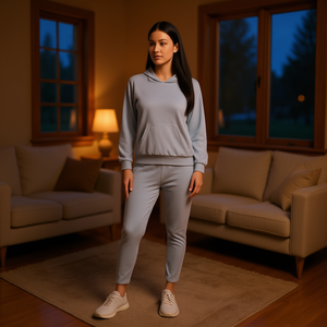 Conjunto de Pijama Tejido para Mujer Tc353, con Capucha, Manga Larga, Color Sólido, Suave, de Spandex, Algodón y Fibra de Bambú, Informal, para Otoño - Product Image 2