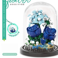 Concord Hot 270PCS Puzzle de construction de fleurs en blocs, modèle d'assemblage DIY en plastique ABS avec couvercle anti-poussière, décoration de bureau pour les 7-13 ans