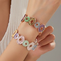 En stock Bracelets ovales ajourés émaillés plaqués argent, style vintage, à motif ondulé coloré, bijoux pour femme pour soirée