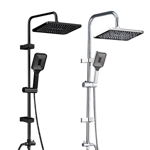 Ensemble colonne <span class=keywords><strong>de</strong></span> <span class=keywords><strong>douche</strong></span> carrée polie avec robinet <span class=keywords><strong>de</strong></span> salle <span class=keywords><strong>de</strong></span> bain à eau froide et système <span class=keywords><strong>de</strong></span> robinetterie pour baignoire, <span class=keywords><strong>pommeau</strong></span> <span class=keywords><strong>de</strong></span> <span class=keywords><strong>douche</strong></span> effet pluie - Product Image 3