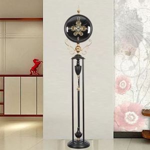 Floor <b>Clock</b> Decorative Round White 60036W Standing <b>Clock</b> With Gears Living Room <b>Clock</b> European Style - Product Image 3