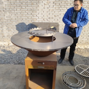 Barbecue au charbon de bois en acier Corten pour extérieur, certifié CE, facile à nettoyer, assemblé pour une utilisation en <span class=keywords><strong>cuisine</strong></span> <span class=keywords><strong>extérieure</strong></span> ou comme foyer. - Product Image 4