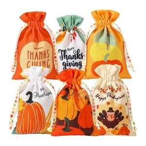 Nueva Bolsa de Regalo de Algodón con Cordón, Diseño de Hoja de Arce y Calabaza, Origen Zhejiang, para Regalos de Acción de Gracias - Product Image 5