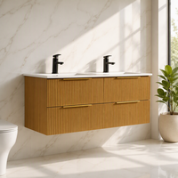 Meuble-lavabo mural moderne avec vasque en céramique et caractéristiques écologiques