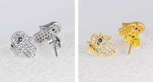 À la mode cristal boucles d'oreilles hamsa main boucles d'oreilles en or 24k - Product Image 6