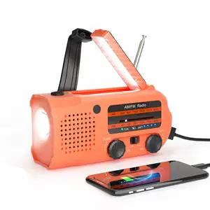Radio Internet OEM radio portatile AM/FM/WB con batteria da 5000mAh Power Bank a manovella ad energia solare per il campeggio