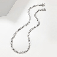 28.0-35.0 S925 zilver platina geplateerde hartvormige tennis ketting met volledig pavé moissanite, sprankelend ijsdesign, perfect voor Valentijnsdag