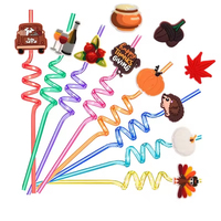 Accessoires de bar : Toppers de paille à boire en PVC motif citrouille pour la fête de Thanksgiving, vente en ligne directe usine