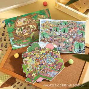 Autocollant mural 3D miniature fait main JHM, autocollant mural en papier de style dessin animé 3D imprimé en offset pour paysage, pour sacs - Product Image 1