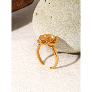 Vintage French Flower Open <b>Ring</b> for Women, High-grade INS Aesthetic Stainless Steel Adjustable Titanium Steel Finger <b>Ring</b> Daily - Product Image 2
