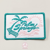 Patch de broderie à coudre à repasser à crochet et boucle en fil de polyester à bordure découpée à chaud accessoire de vêtement