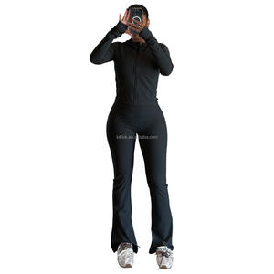 Conjunto de Pantalones Ajustados y Chaqueta con Capucha, Ropa de Yoga Personalizada para Mujer, Conjunto de Entrenamiento de Dos Piezas Ajustado con Cremallera - Product Image 5