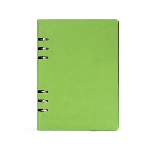 Venta al por mayor de fábrica logotipo personalizado A5 planificador recarga espiral diario de cuero cuaderno con 6 anillos