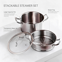 Ensemble de casseroles en acier inoxydable de style américain, écologique, avec couvercle en verre, compatible induction et gaz, passe au lave-vaisselle