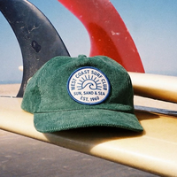 Casquettes personnalisées OEM avec logo brodé, 6 panneaux, style surf, non structurées, en velours côtelé, avec fermeture snapback, pour le sport