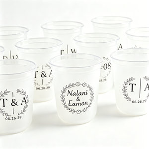 8oz Custom Logo U Shape Plastic Cup for <b>Wedding</b> 14oz 16oz 24oz Frosted Clear Disposable Smoothie PP Hard Cup <b>Bubble</b> Milk Tea Cup - Product Image 1
