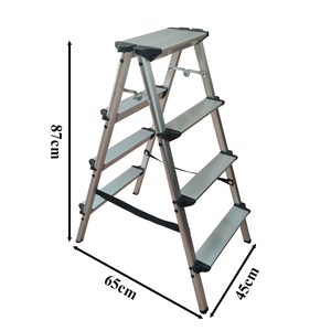 <span class=keywords><strong>Escalera</strong></span> Plegable Multifuncional de Aluminio de Doble Cara con 4 Peldaños, Diseño en Espiga, Ahorra Espacio, <span class=keywords><strong>para</strong></span> Uso en el Hogar/Cocina - Product Image 5