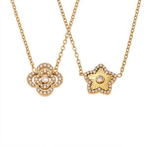 Nuevo Conjunto de Collar y Pulsera de Doble Capa con Trébol de Cuatro Hojas y Estrella de Cinco Puntas de Acero Inoxidable de Lujo de Moda para Mujer - Product Image 4