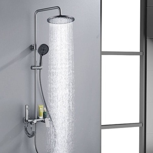 Ensemble de <span class=keywords><strong>douche</strong></span> mural à énergie <span class=keywords><strong>solaire</strong></span> à poignée unique en cuivre Qingshiya avec barre coulissante pour salle de bain - Product Image 2