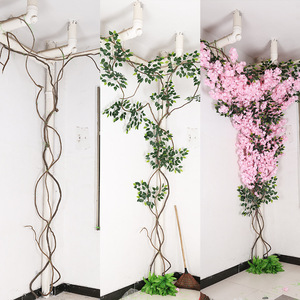 Flower Reflection Artificial Vines 3 Meters Long Green <b>Leaves</b> Pink Flowers <b>Wall</b> Ceiling <b>Decorations</b> Home Wedding Props - Product Image 1