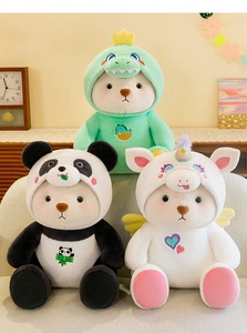 Peluche Orso con <span class=keywords><strong>Cappuccio</strong></span> Ribaltabile OEM, 3 Stili Dinosauro Unicorno <span class=keywords><strong>Panda</strong></span> Convertibile, Logo Personalizzabile, Regalo all'Ingrosso, Decorazione per la Casa - Product Image 3
