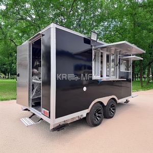 Remolque de comida móvil negro de 13 pies para venta, con dos ejes, para puestos de hot dogs. - Product Image 3