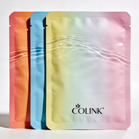 Sachet d'emballage pour masque facial en aluminium dégradé de couleur, avec logo personnalisé, étanche, à trois soudures latérales, pochette cosmétique pour soins de la peau