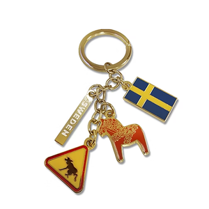 Precio de fábrica personalizado Vintage Metal Suecia bandera vikingos caballo diseño recuerdo llavero Aleación de Zinc Suecia recuerdo llavero - Product Image 2