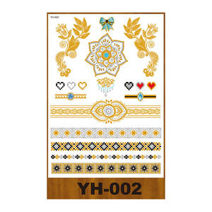 สติกเกอร์รอยสักโลหะสีทองฟอยล์สีเงิน,สติกเกอร์รอยสักชั่วคราว Mehndi กันน้ำสร้อยคอโซ่สีทองศิลปะบนร่างกาย - Product Image 6