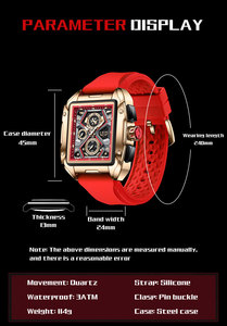 Montre homme LIGE 8981, nouveau design 2024, montre carrée pour homme, montre sport quartz chronographe, montre homme étanche - Product Image 6