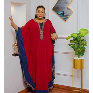 <span class=keywords><strong>Vestidos</strong></span> de talla grande para mujer de tela africana de alta calidad de H & D, Vestido largo de malla de encaje de Color sólido para africano - Product Image 3