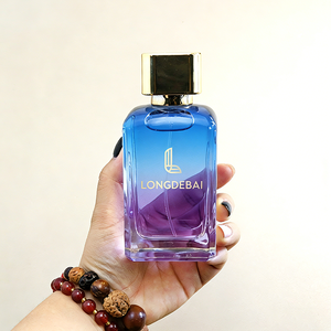 Factory Custom square Blue Recyclable 30ml 50ml 100ml Glass Perfume <b>Bottles</b> and <b>Plastic</b> Caps - Product Image 4