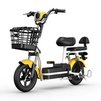 Bicicleta Eléctrica Urbana Económica de 48V y 350W con Gran Autonomía de 30km/h y Canasta Delantera