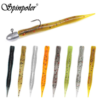 Spinpoler 48mm Ajing Worm Señuelo Artificial Wobbler Suave de Silicona Micro Mini para Pesca en Roca, Lubina y Caballa, 20 unidades