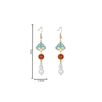 Chinois Antique Rouge Perle De Bon Augure Nuage Imitation Perle Haut De Gamme Hanfu Qipao Boucles D'oreilles En Gros