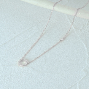 CANNER Venta al por Mayor de Collares Sencillos de Plata de Ley 925, Colgante Geométrico Hueco de Círculo Redondo con Diamantes, Collares Chapados en Oro de 18K - Product Image 2