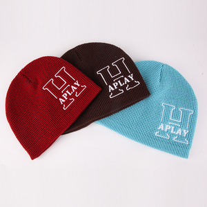 Personnalisé 100% Acrylique Hiver Crâne Cap Brodé Walf Checks Beanie Personnalisé <span class=keywords><strong>Tricot</strong></span> Casquettes Logo Chapeaux - Product Image 2