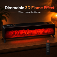 Chauffage électrique 3D à effet flamme 81 cm, radiateur convecteur de plinthe, chauffage d'appoint économe en énergie pour salon et bureau, souffleur d'air chaud