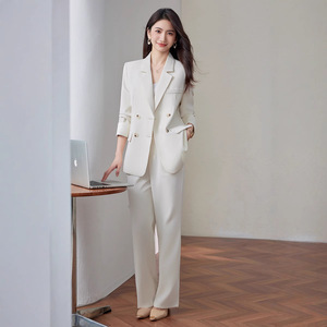 Women's <b>Black</b> Suit Set Solid Color Polyester Anti-Wrinkle Casual <b>Work</b> Attire Spring Autumn - Product Image 3