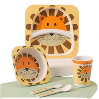 Lot de 5 bols divisés en fibre de bambou biodégradable sans BPA, imprimés sur mesure, 24 styles modernes, pour enfants