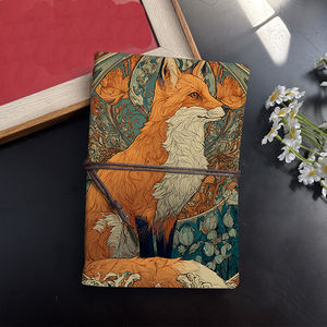 A6 Cuaderno Vintage hecho a mano con cierre de corbata Papel extraíble Regalo de <span class=keywords><strong>cumpleaños</strong></span> perfecto para el amigo del primo con flores de zorro Orn - Product Image 2