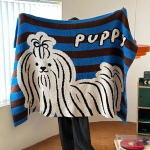 Manta de punto cómoda y barata <span class=keywords><strong>para</strong></span> cama, manta de advertencia de invierno <span class=keywords><strong>para</strong></span> regalo, manta cómoda con patrón de perro y gato <span class=keywords><strong>para</strong></span> sofá de TV - Product Image 2
