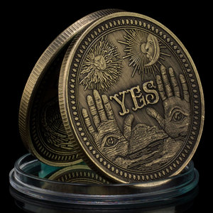 独特的是否预测硬币哥特式风格纪念品，带有Ouija符号死亡天使和所有眼睛纪念币 - Product Image 4