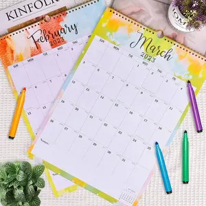 Calendário personalizado de parede 2023, calendário de parede com bolso, planejador de encadernação espiral bonito, impressão personalizada, novo design de verão, pendurado