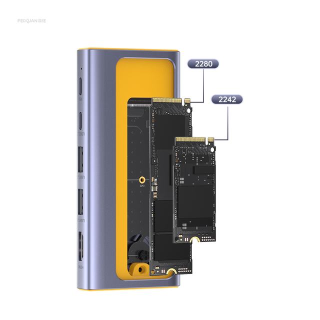 Factory Wholesale Type c Docking Station Supports NGFF Nvme Protocol M.2 Hard Drive Box 4K 60Hz USB 3.1 10Gbps