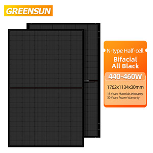 Vendedores de paneles solares Greensun tipo n 425W 430W 435W 440W Panel solar bifacial Todo Negro <span class=keywords><strong>440wp</strong></span> - Product Image 1