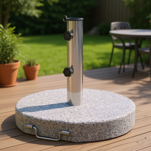Base de Granito para Sombrilla de Patio, Poste de Acero Inoxidable, Mueble Redondo para Exteriores, Diseño Elegante para Jardín o Terraza - Product Image 2